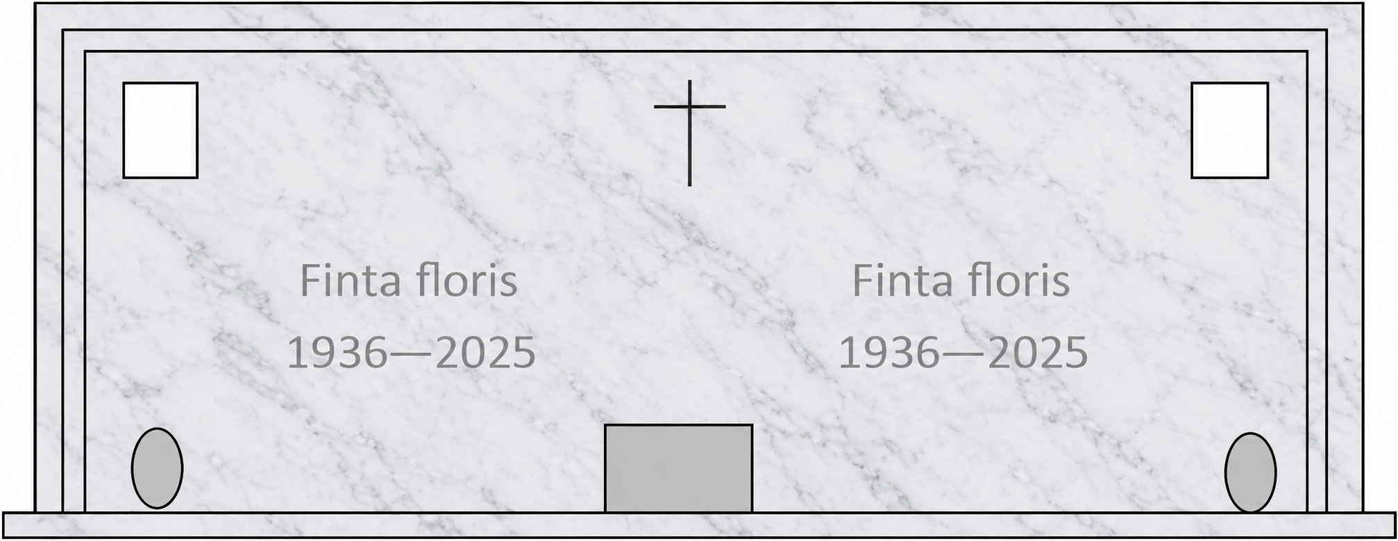 Epitaffio doppio scatolato e coprifili in marmo Bianco Carrara CD