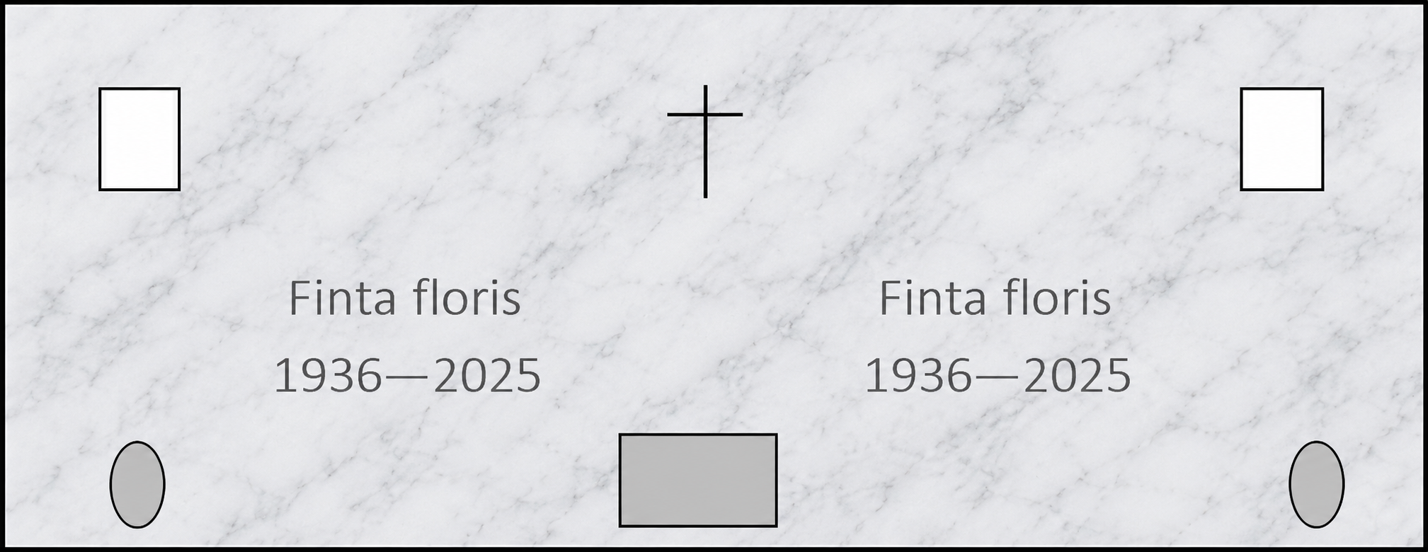 Epitaffio doppio semplice in marmo Bianco Carrara CD