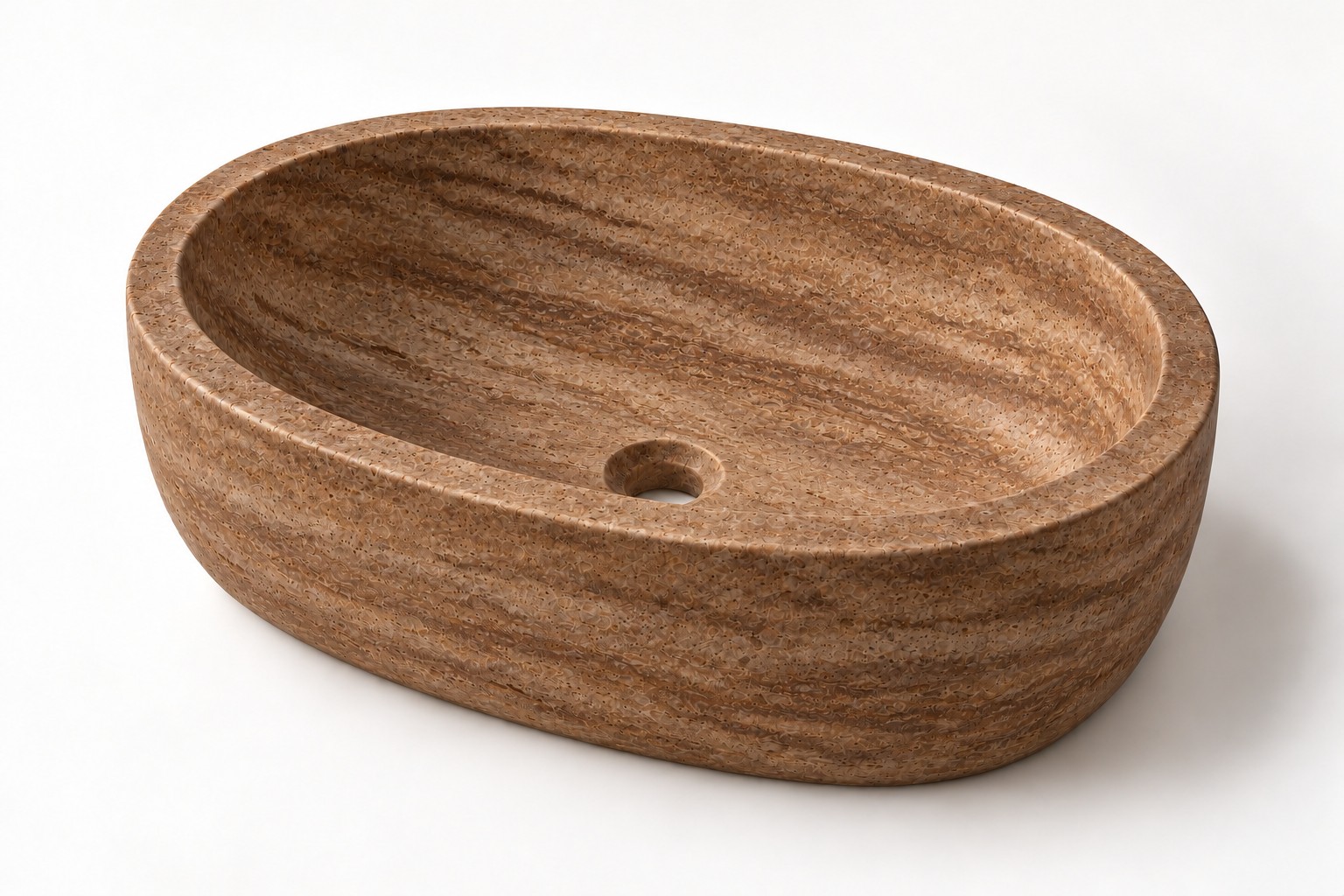 Lavello a massello: Ovale · Travertino noce